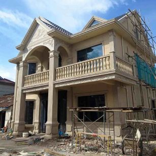 镇江 黄金麻花岗岩石材私人别墅雕花门楼柱阳台栏杆