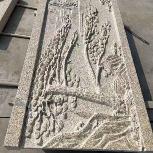 镇江 黄金麻雕刻板浮雕迎客松