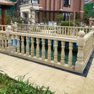 镇江黄金麻花岗岩石材栏杆，扶手，将军柱，花瓶柱