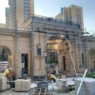 镇江 黄金麻荔枝面花岗岩小区门楼外墙干挂