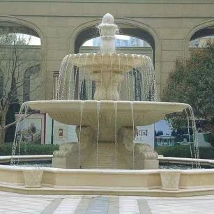 镇江 黄金麻花岗岩异型加工——户外庭院石雕流水喷泉