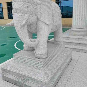 镇江 白麻花岗岩动物异形石雕-大象