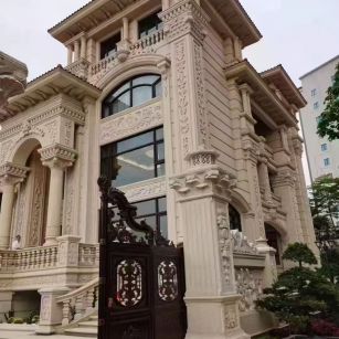 镇江 黄金麻花岗岩别墅外墙干挂效果展示