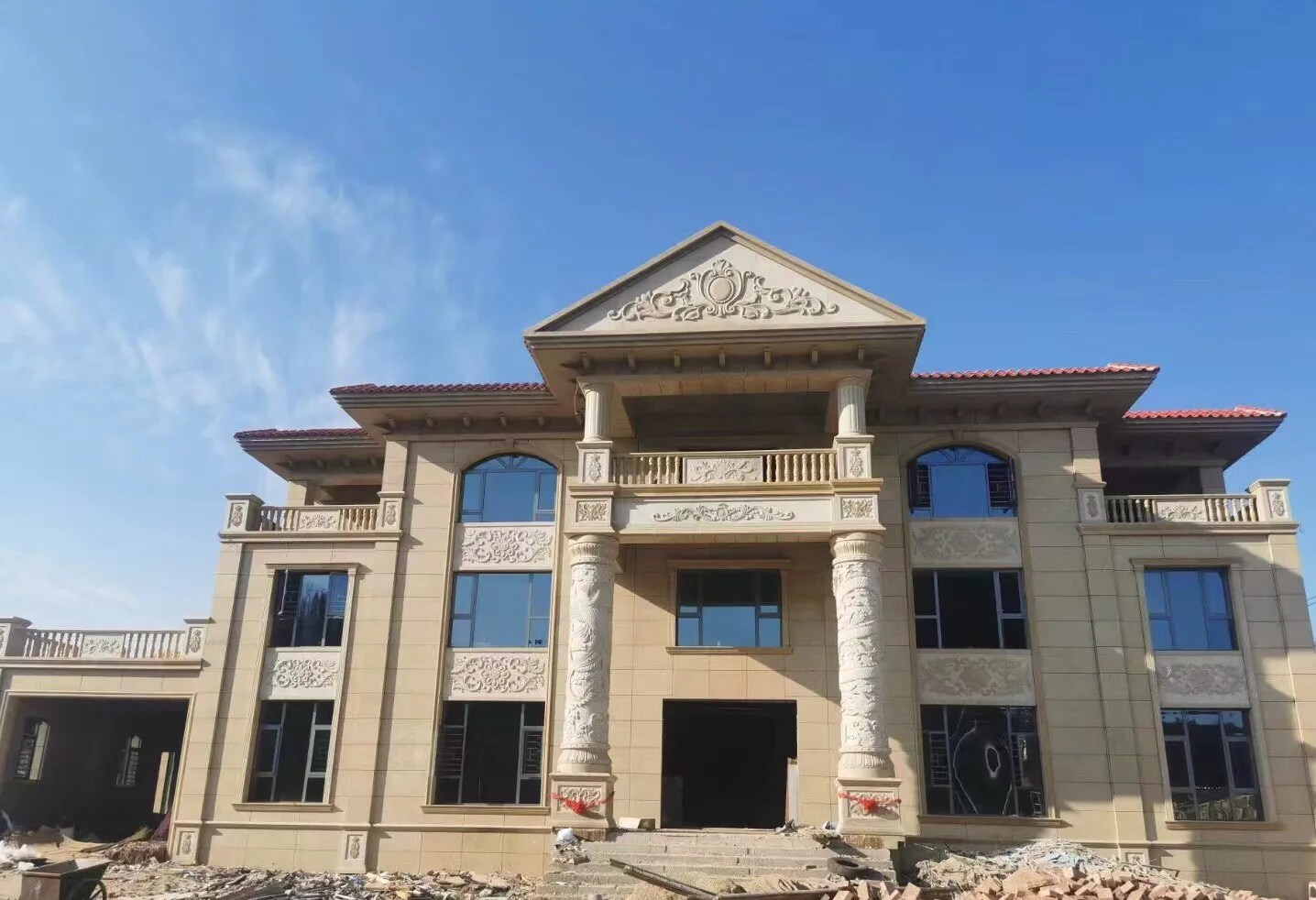 镇江 黄金麻花岗岩别墅外墙干挂