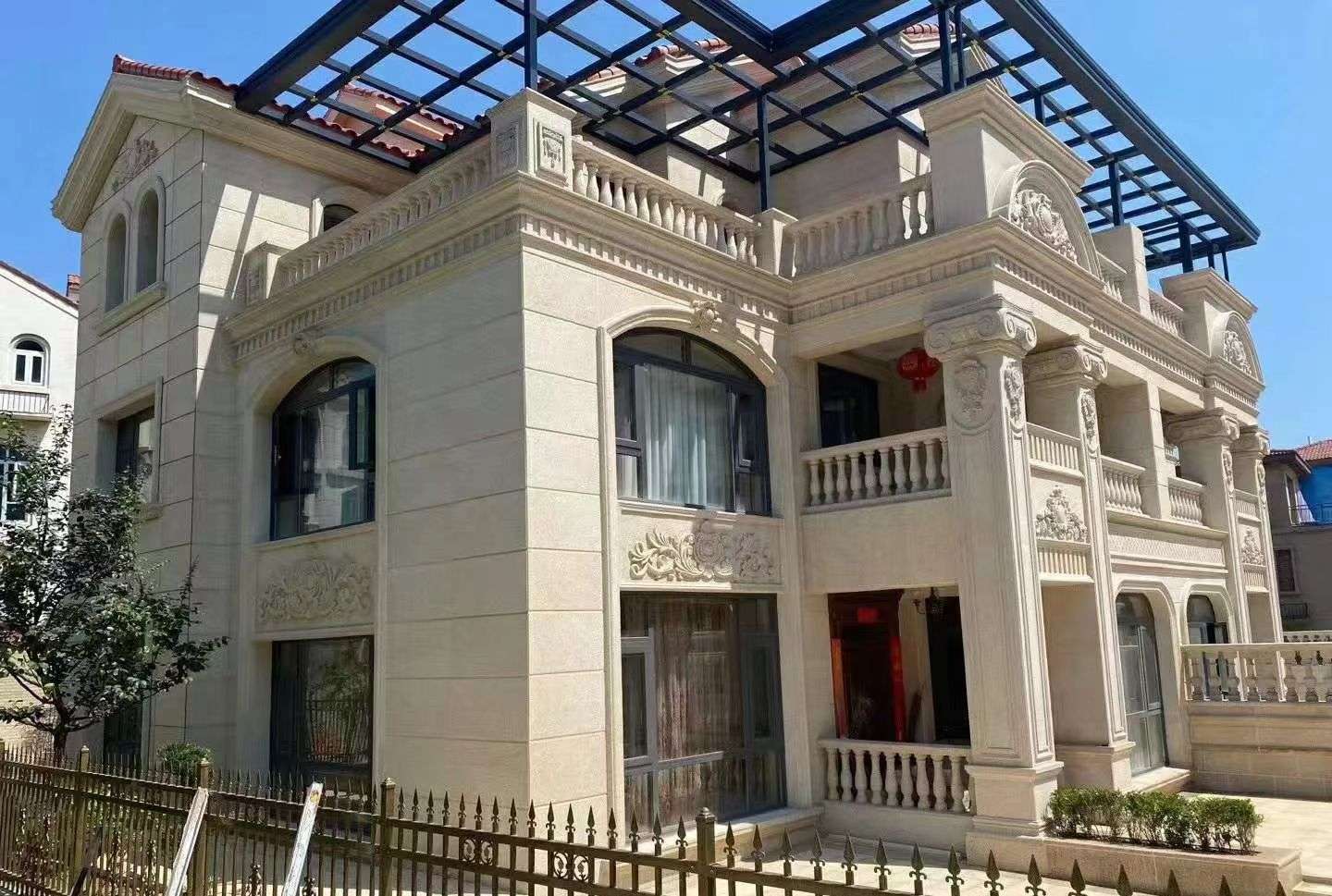 镇江 黄金麻花岗岩荔枝面别墅外墙干挂