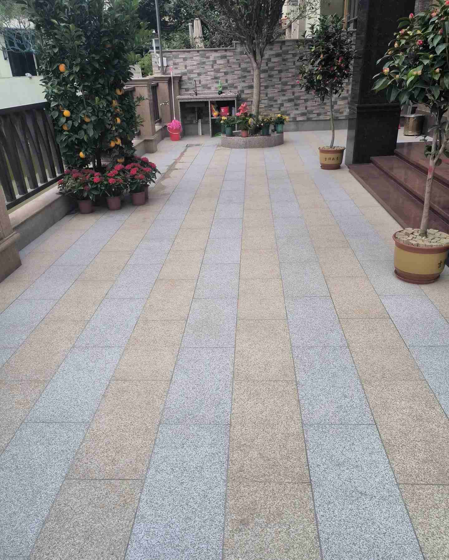 镇江 黄金麻白麻荔枝面庭院铺装展示